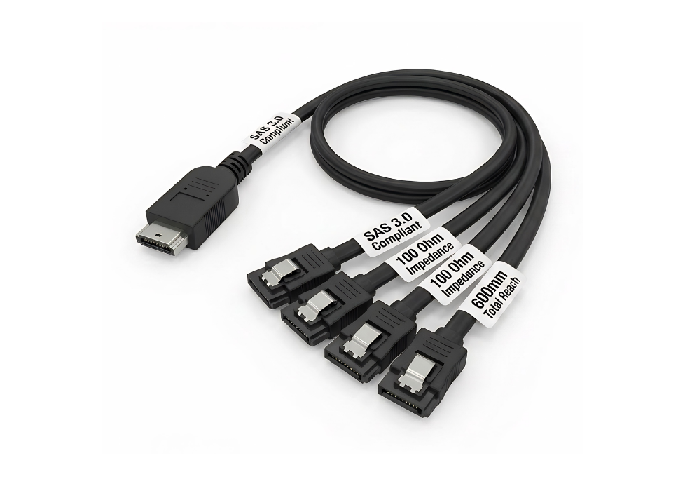 MCIO 4X to 4x SATA/SAS Breakout Cable